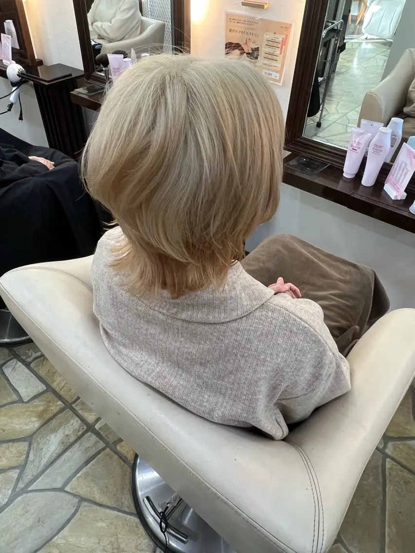ミディアム カラー ハイトーンカラー ウルフカット HILLS店 Shouki/パーマのヘアスタイル