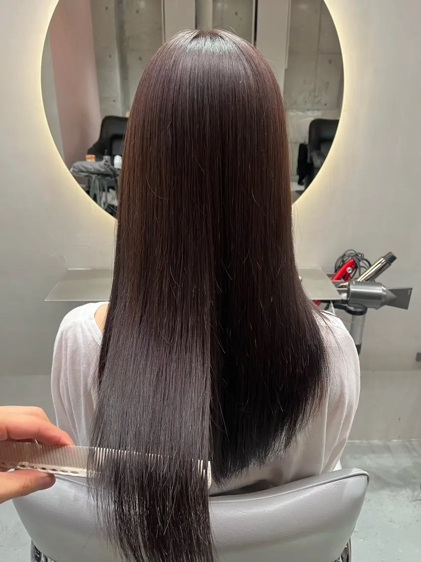 ロング カラー ブラウンカラー ピンクカラー ピンクブラウン ケアブリーチカラー 橋本一輝のヘアスタイル