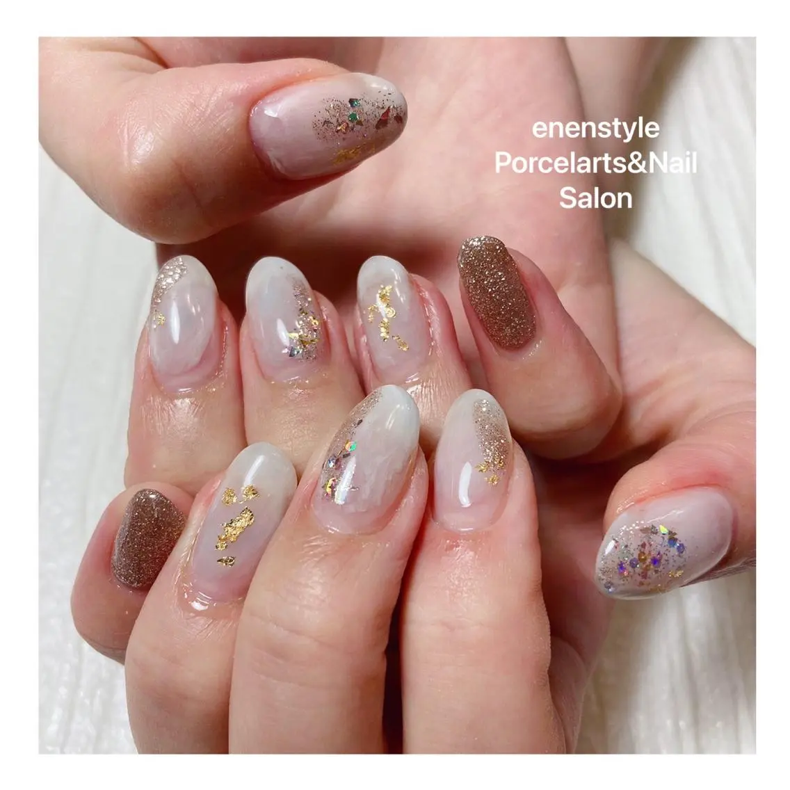 ミディアム ネイル 🐾enen style 🐾のネイルデザイン