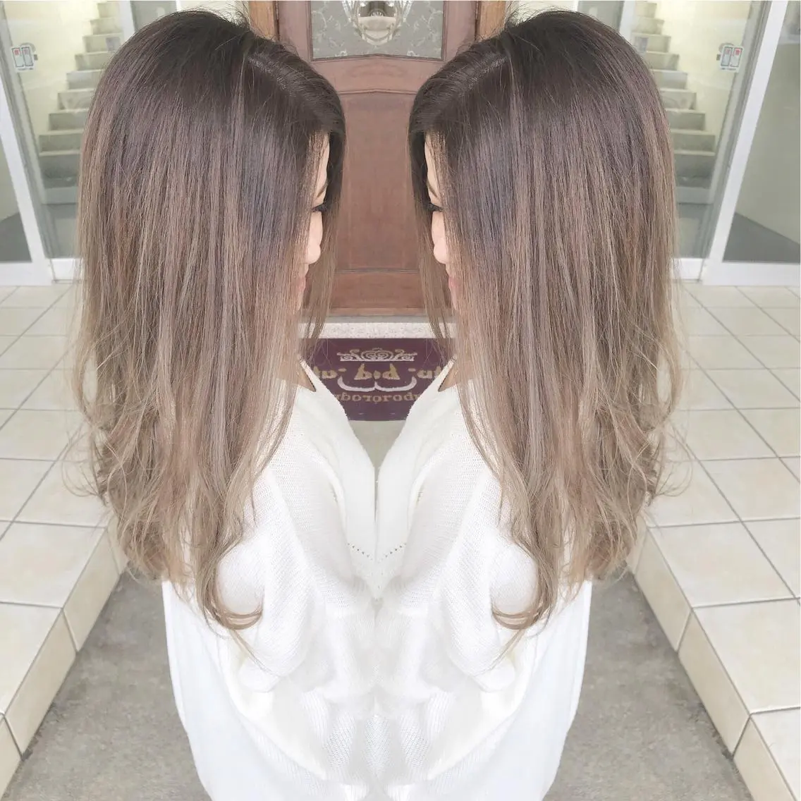 セミロング カラー アッシュ grand juteのヘアスタイル