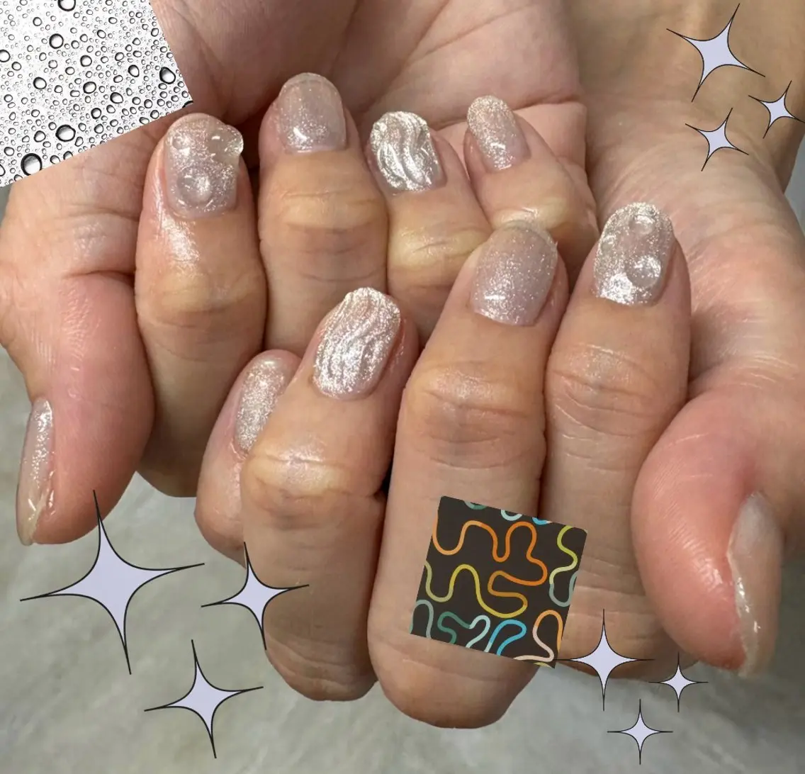 ネイル マグネットネイル ニュアンスネイル シルバー ハンドネイル 谷村 成美のネイルデザイン
