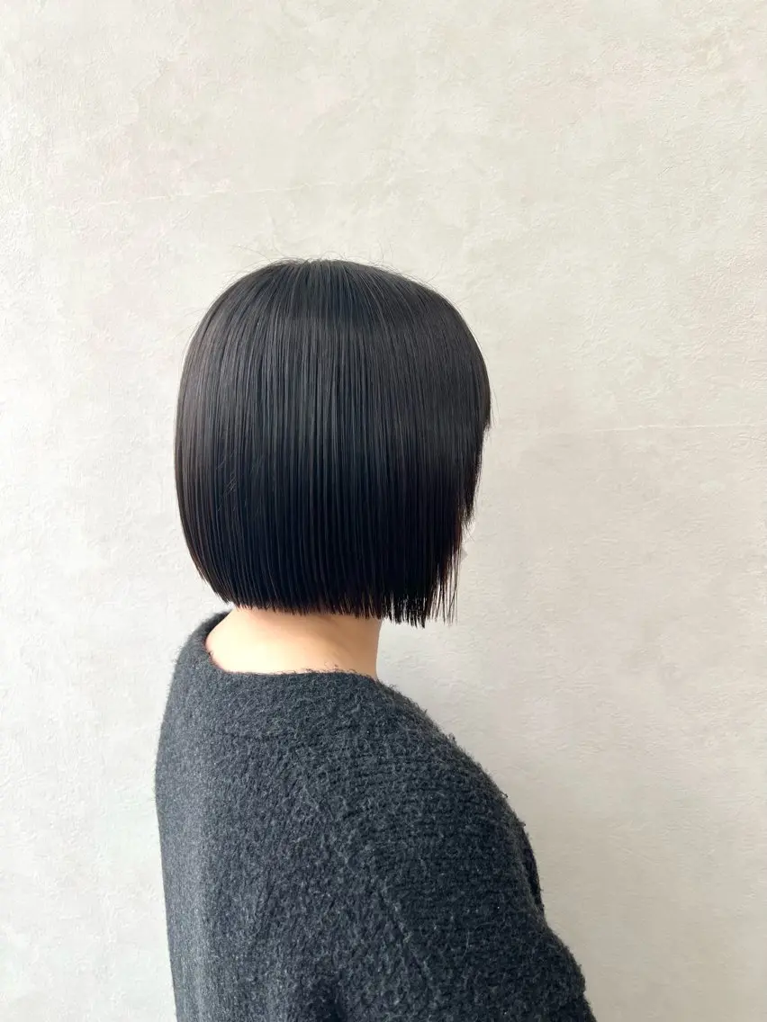 ショート 切りっぱなしボブ 前下がりボブ ボブ 小顔カット カット 艶ボブ🤎ボブパーマ 透明感カラー\メンズのヘアスタイル
