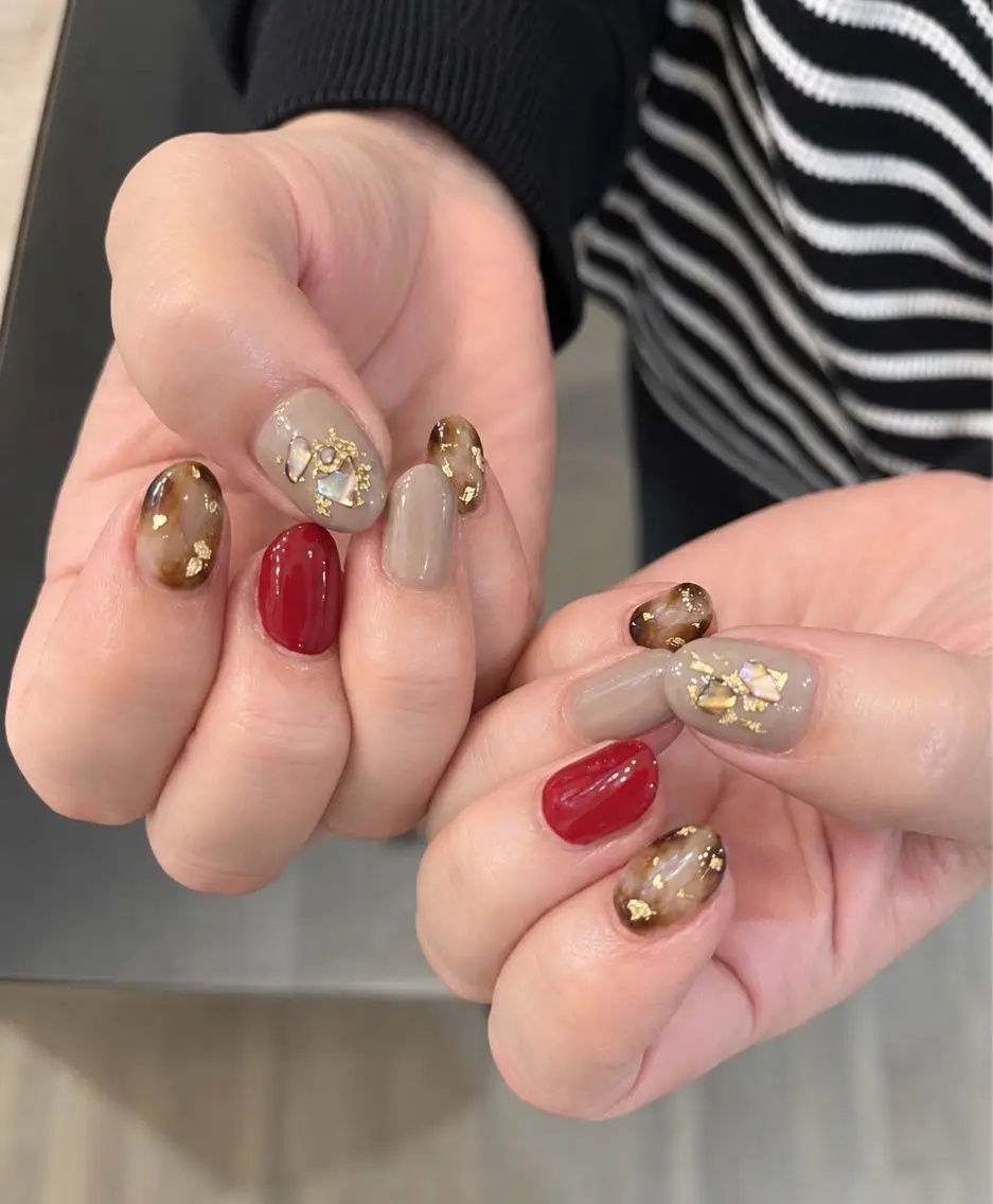 ネイル べっ甲ネイル ジェルネイル ハンドネイル BOTANAIL KIKIのネイルデザイン