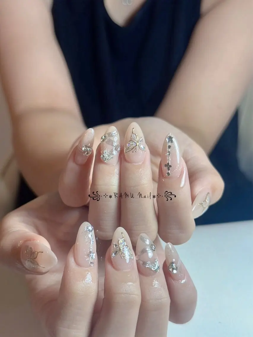 ネイル キラキラネイル マグネットネイル ミラーネイル ピンク 夏ネイル ハンドネイル RAMU Nail 恵比寿店のネイルデザイン