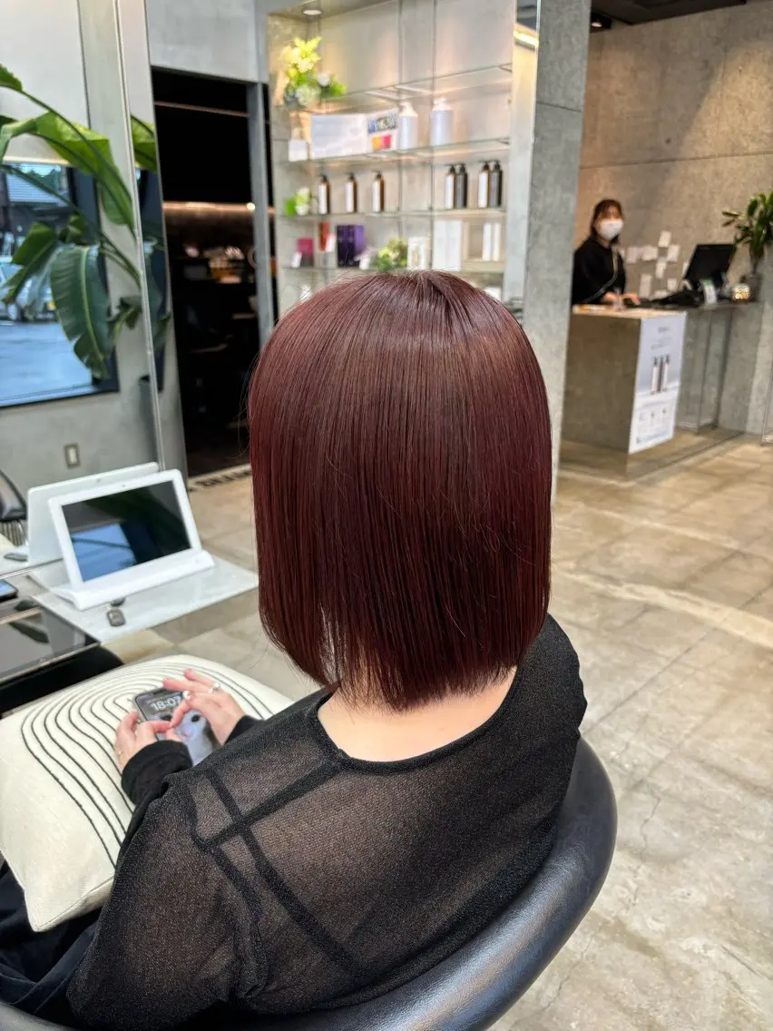 ショート カラー レッドカラー 🌷艶感カラー🌷 富施 優花のヘアスタイル