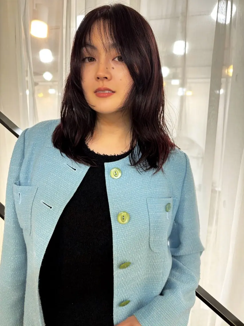 ミディアム カラー カット ヘアカラー トリートメント オカモト ハルカのヘアスタイル