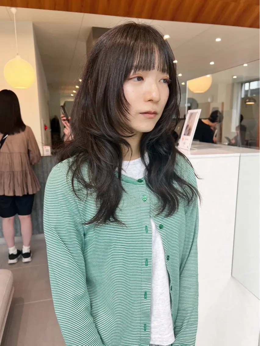 ロング カラー カット ヘアカラー レイヤーカット🍏 オリーブ/ののかのヘアスタイル