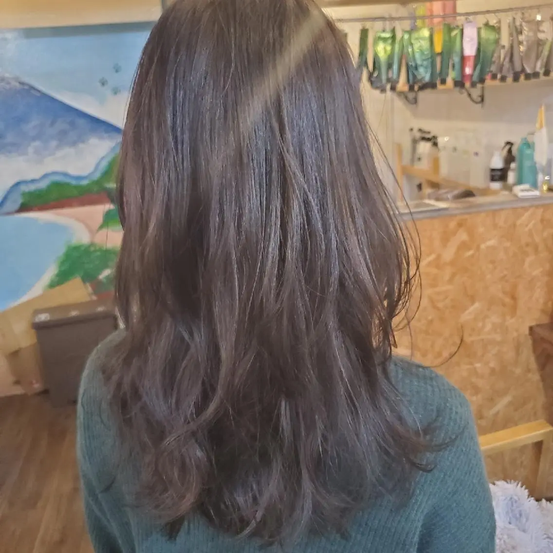 ロング カラー カット ヘアカラー トリートメント 韓国レイヤー柔らかい 地毛風縮毛矯正/マツのヘアスタイル