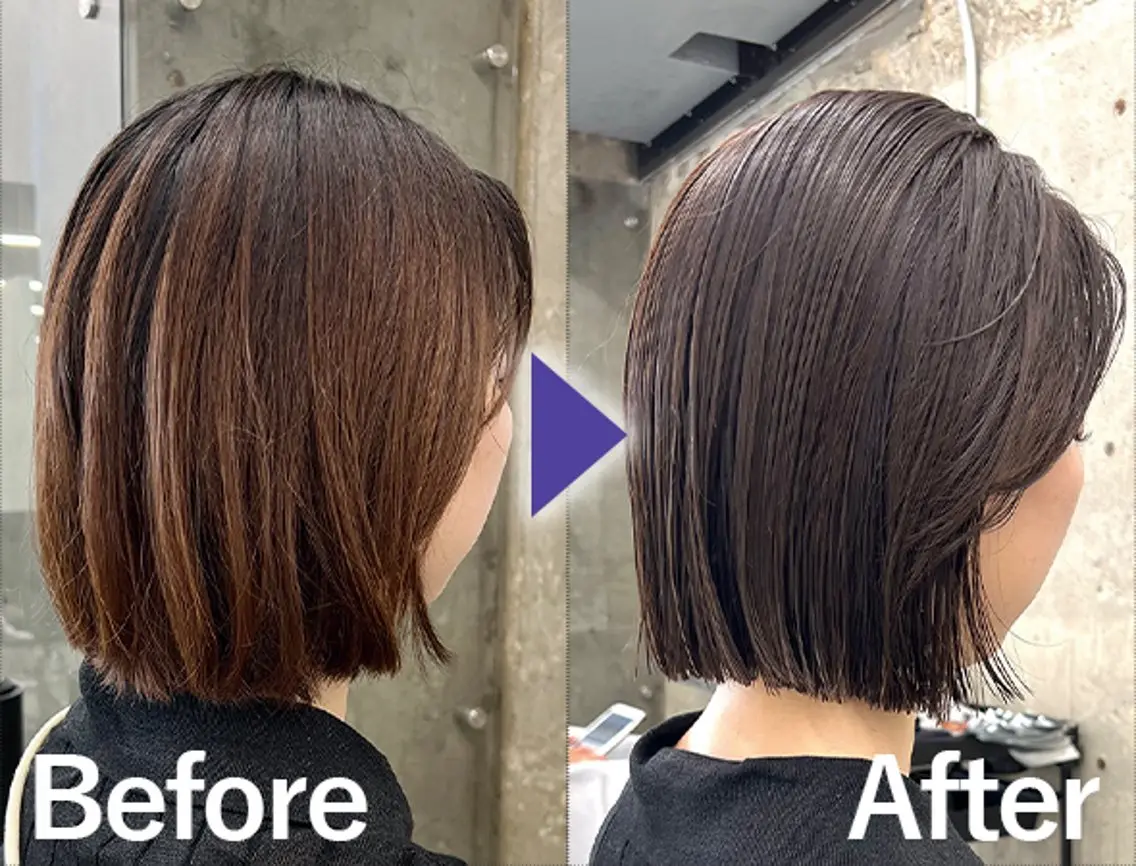 ミディアム カット ヘアカラー トリートメント 境 菜摘のヘアスタイル