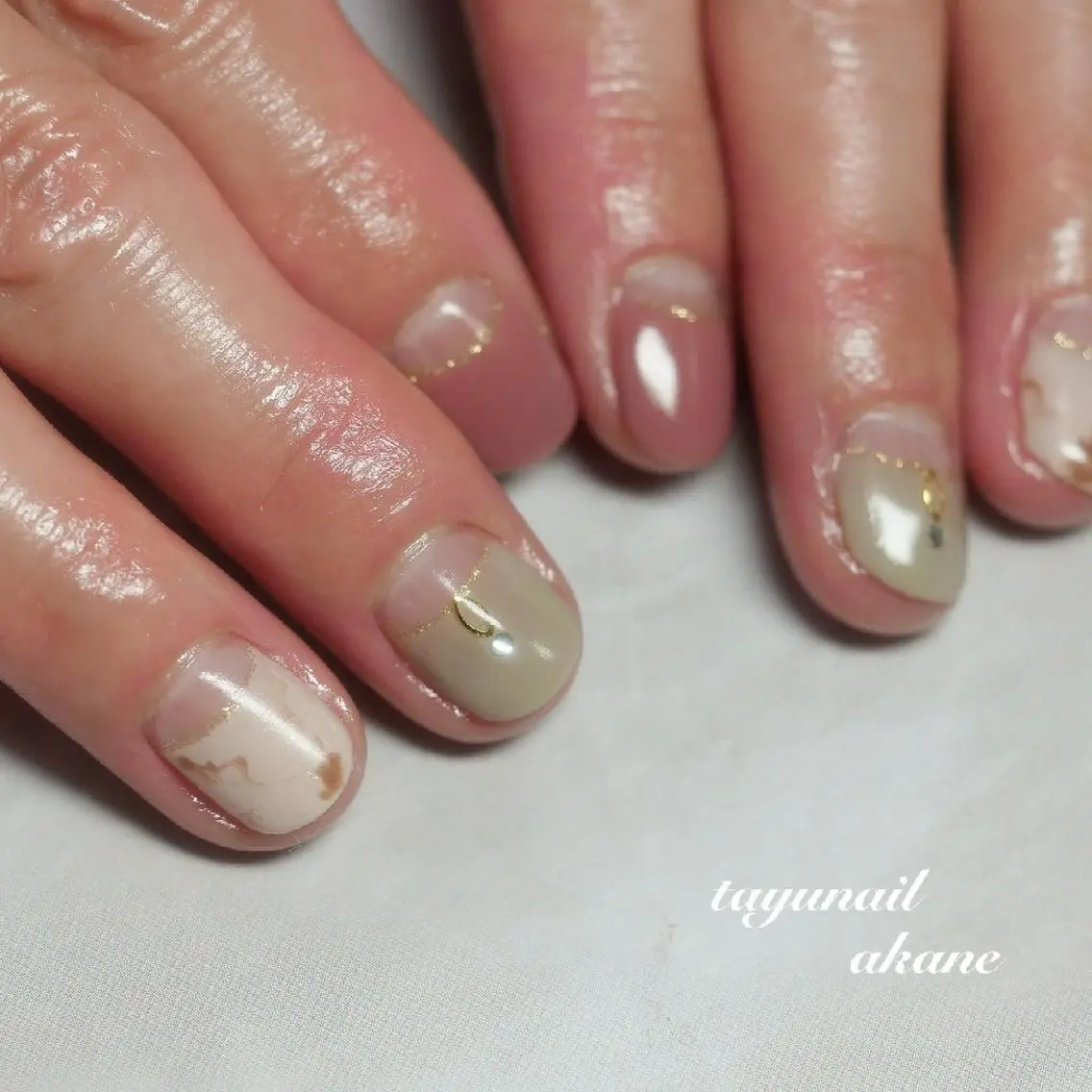 ネイル ブルー フレンチネイル ジェルネイル パラジェル ピンク ネイルサロン 【たゆnail】のネイルデザイン