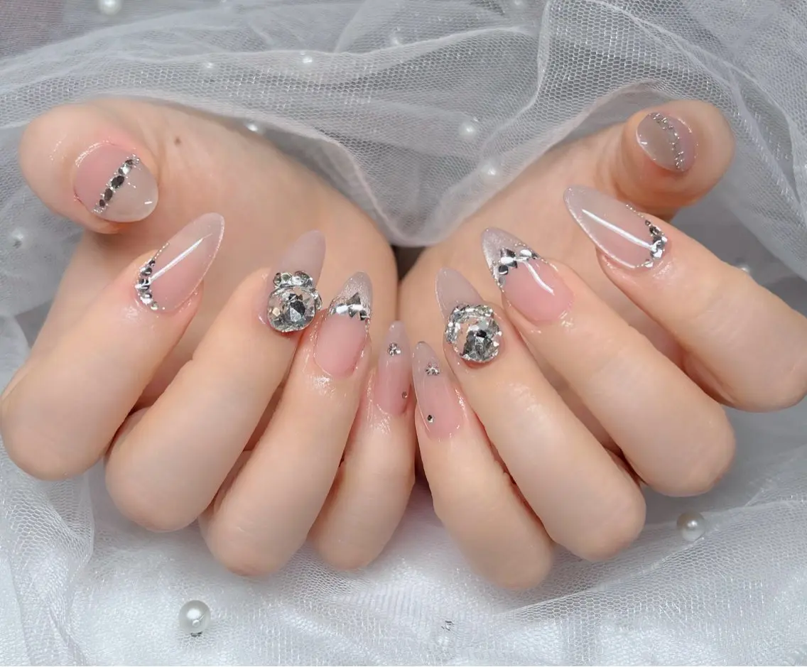 ネイル ハンドネイル 🎀PG🩵 ネイルサロンのネイルデザイン