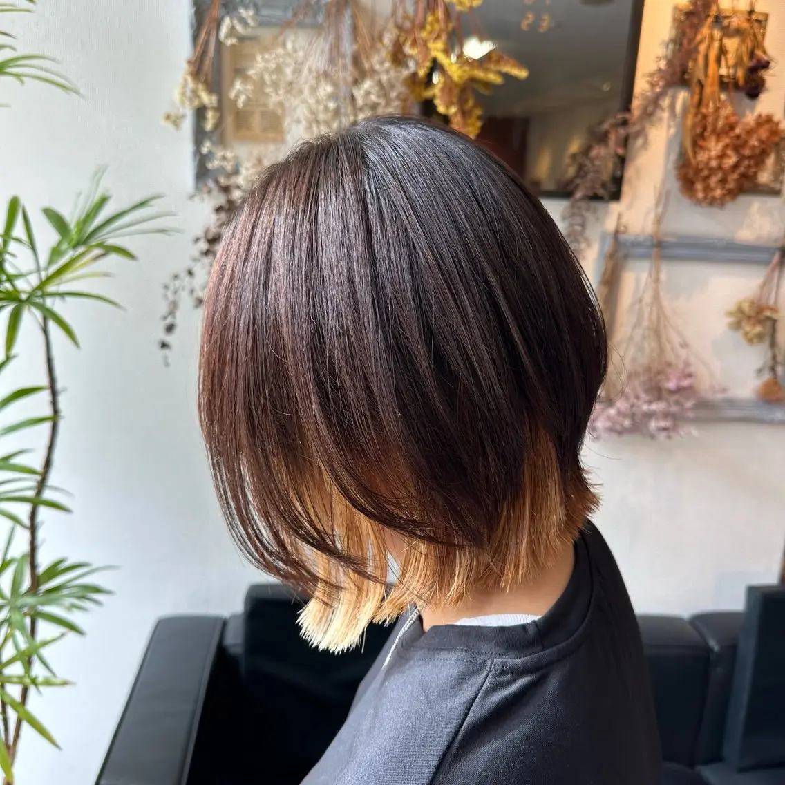 ミディアム パーマ レイヤーカット カット 縮毛矯正 💜推しインナー カラー/菊池柊真💜のヘアスタイル