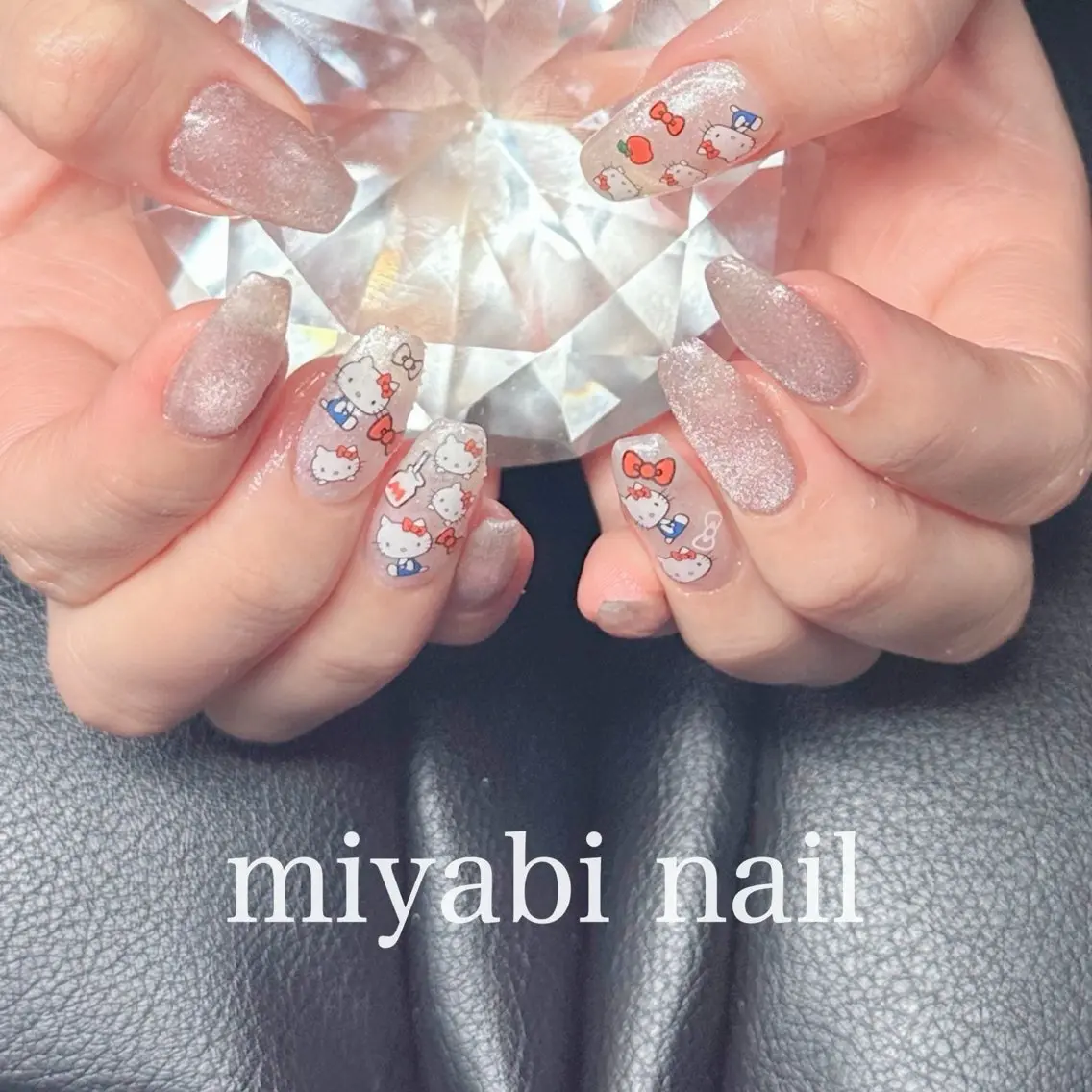 ネイル ブラウン ラメ(グリッター) マグネットネイル 持ち込み ピンク ハンドネイル miyabi nail 桂川駅近くのネイルデザイン