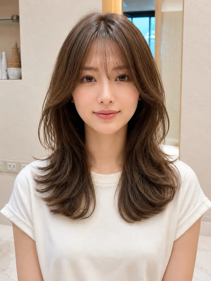 セミロング カラー 韓国風ヘア✻透明感 カラー✻yukaのヘアスタイル