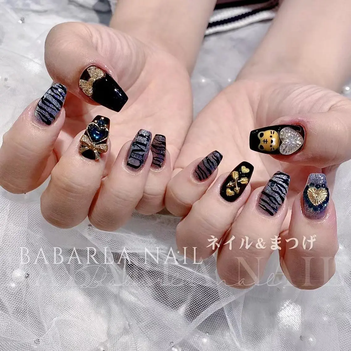 ネイル アニマル柄 ハート リボン Babarla Nailのネイルデザイン