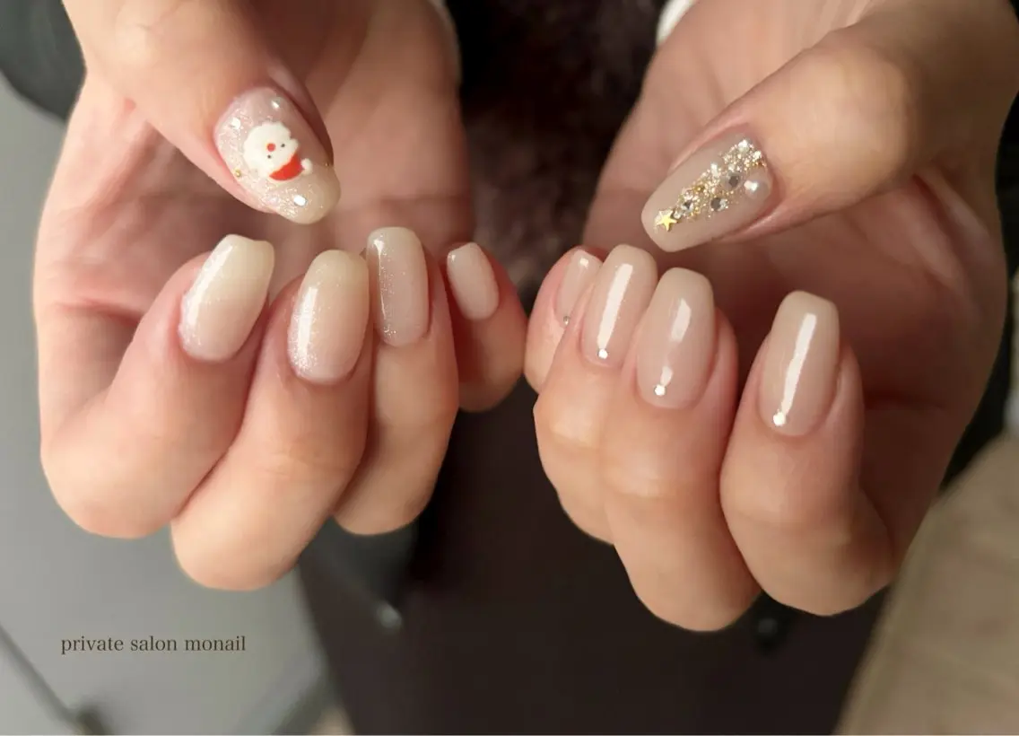 ネイル 冬ネイル クリスマス ハンドネイル nail salon monailのネイルデザイン
