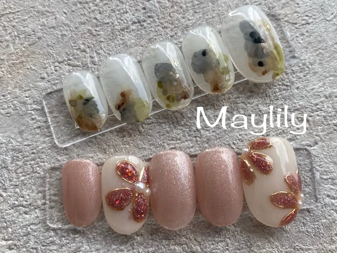 ネイル アートネイル フラワーネイル キラキラネイル ハンドネイル Nail salon Maylilyのネイルデザイン