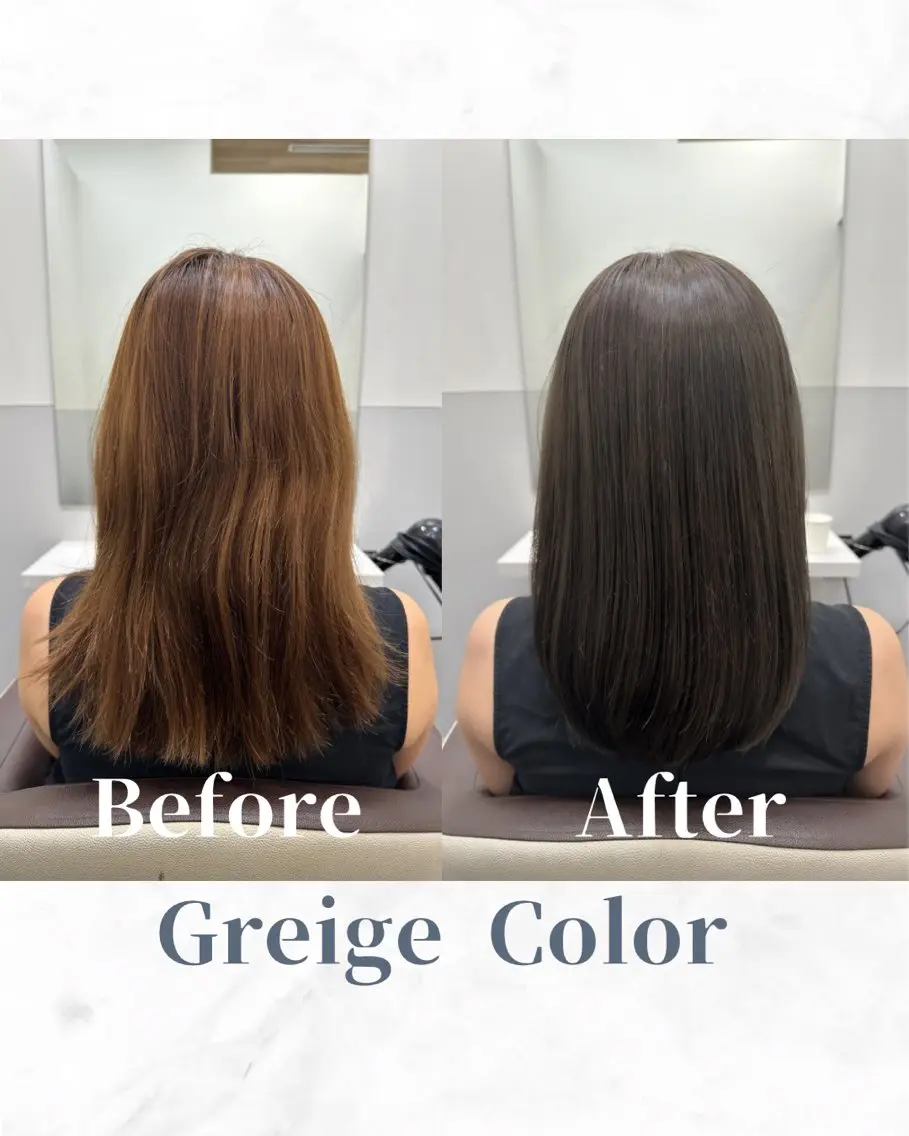 セミロング カラー ベージュカラー ブリーチ ケアカラー 透明感カラー グレージュ カット ヘアカラー トリートメント 【美髪矯正 /髪質改善】RINのヘアスタイル