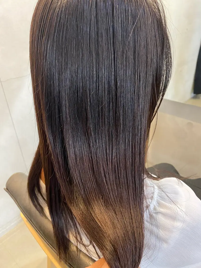 セミロング カラー ブラウンカラー オレンジ 髪質改善 conne& ririのヘアスタイル