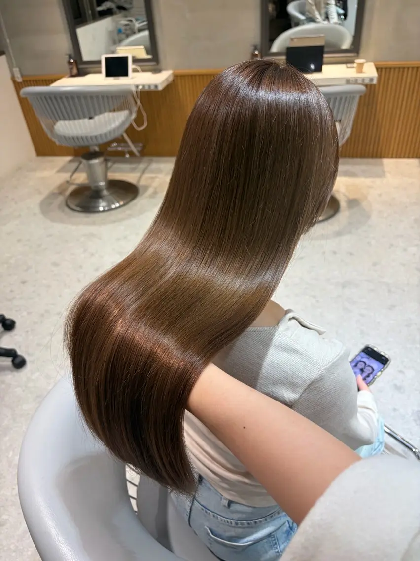 ロング カラー ヘアカラー トリートメント 美髪矯正/レイヤー ベージュ/はるかのヘアスタイル