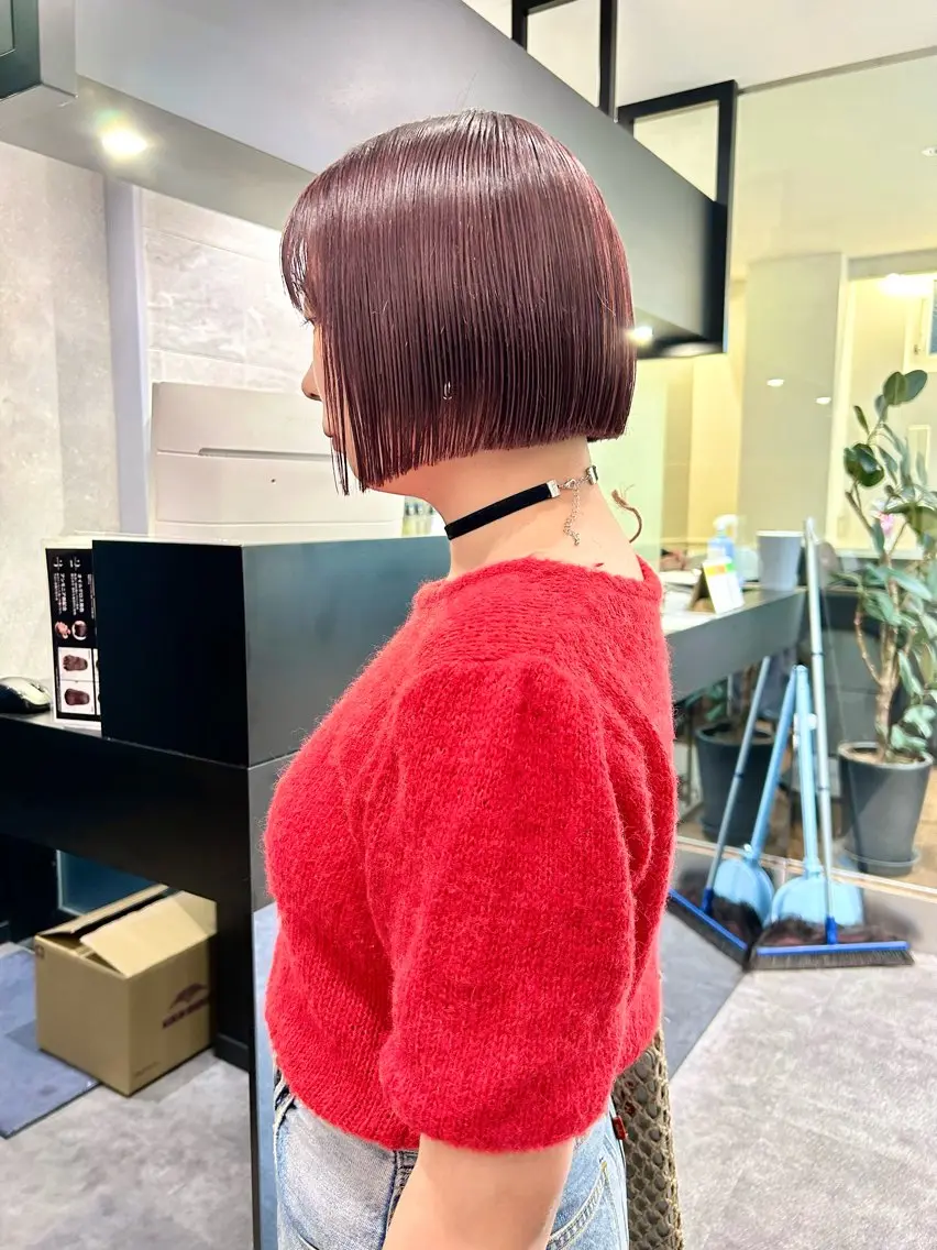 ショート カラー 透明感カラー ラベンダーカラー レッドカラー ボブ 🎀ヘアセット透明感 /REINA🎀のヘアスタイル