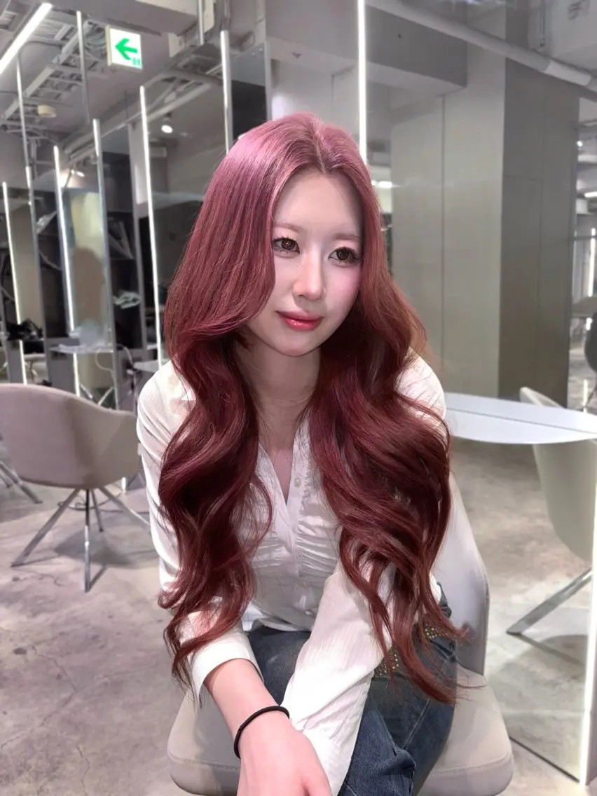 ロング カラー ピンクカラー 韓国風ヘア ヘアカラー 名駅/GEM lit risaのヘアスタイル