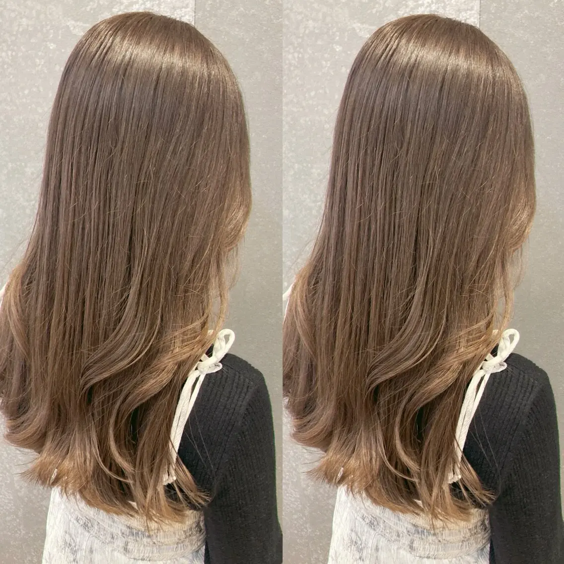 ロング カラー ベージュカラー ブリーチ ミルクティーベージュ み うのヘアスタイル