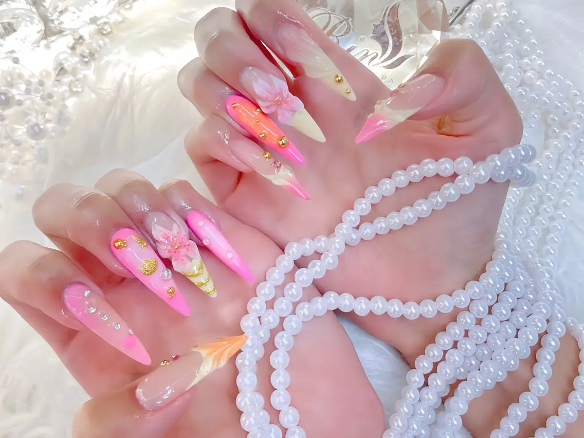 ネイル クリアネイル ドット フットネイル ジェルネイル グリーン ハンドネイル Rin Nail 新大久保店のネイルデザイン