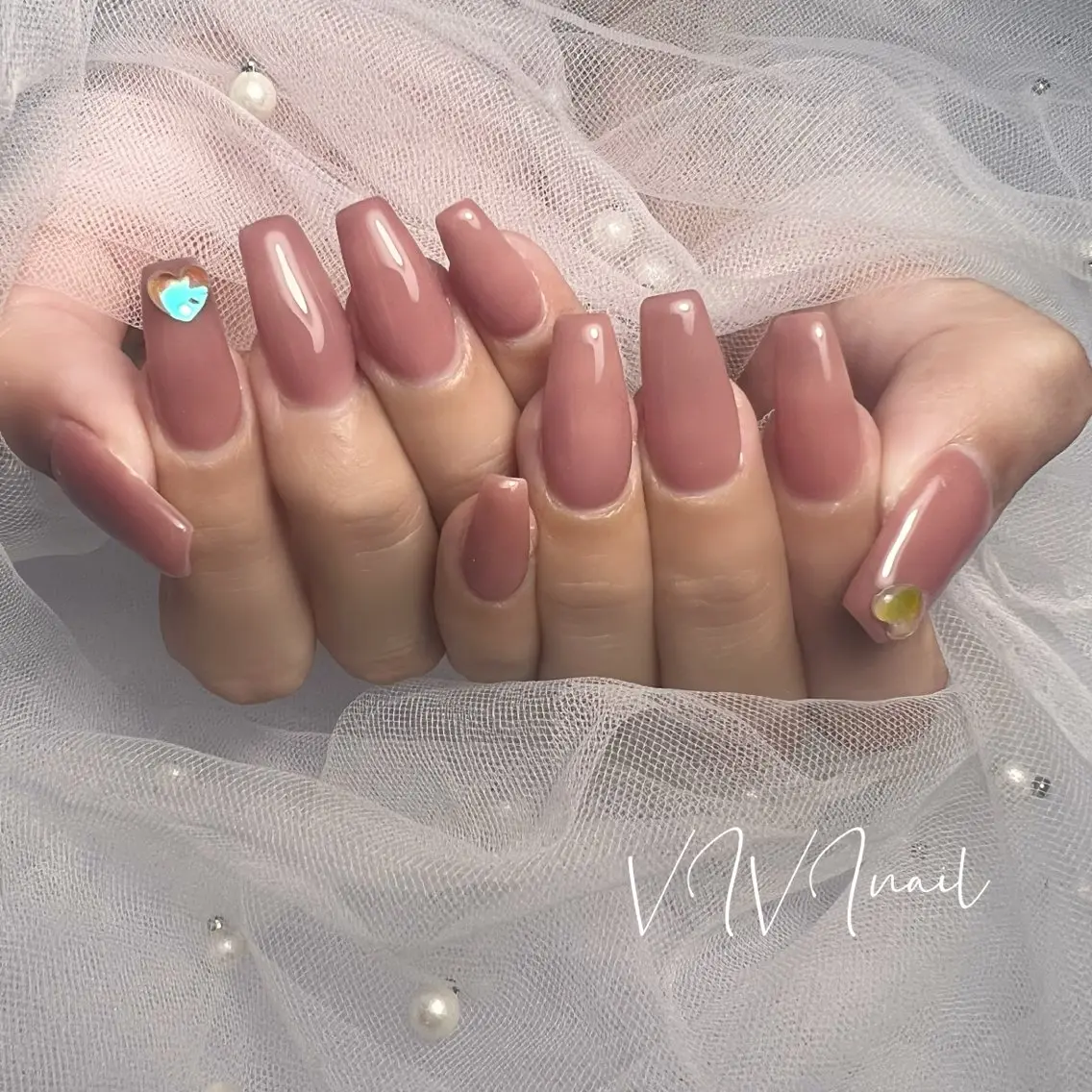 ネイル ハート シンプルネイル ハンドネイル vivi nailのネイルデザイン