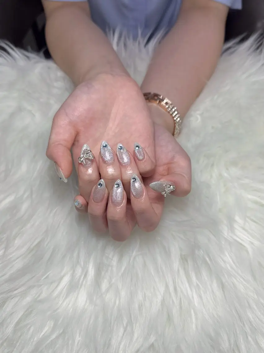 ネイル フラワーネイル ロングネイル オフィスネイル ピンク ピンクベージュ AME29 Nail ネイルサロンのネイルデザイン