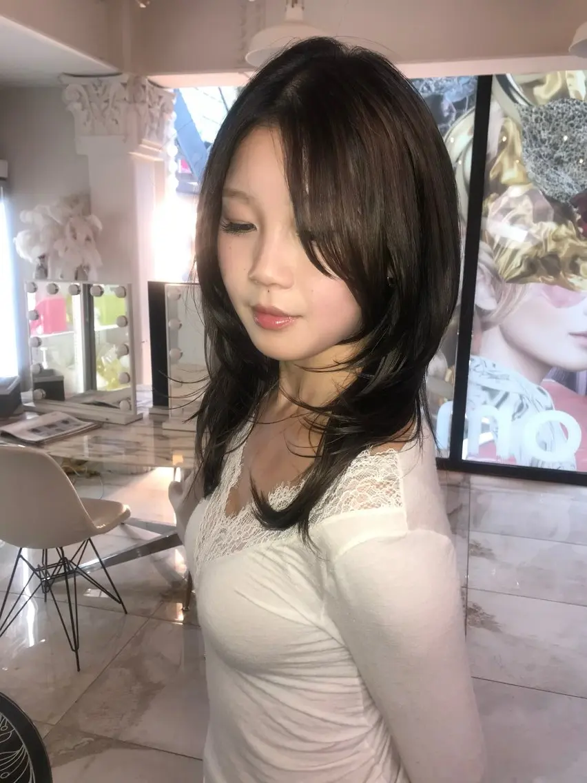 セミロング カット トリートメント ヘッドスパ ヘアセット HARUNA/原宿/ デザイン/カットのヘアスタイル