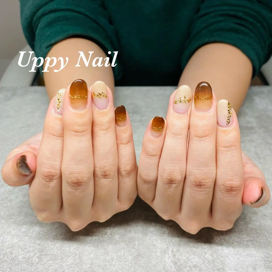 ネイル ブラウン ハンドネイル Uppy Nail ukyoのネイルデザイン