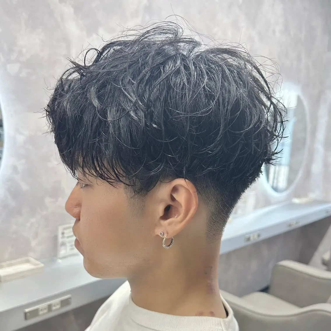 ショート パーマ メンズ カット パーマ メンズパーマ🔵 ブリーチ✨原田慎也のヘアスタイル