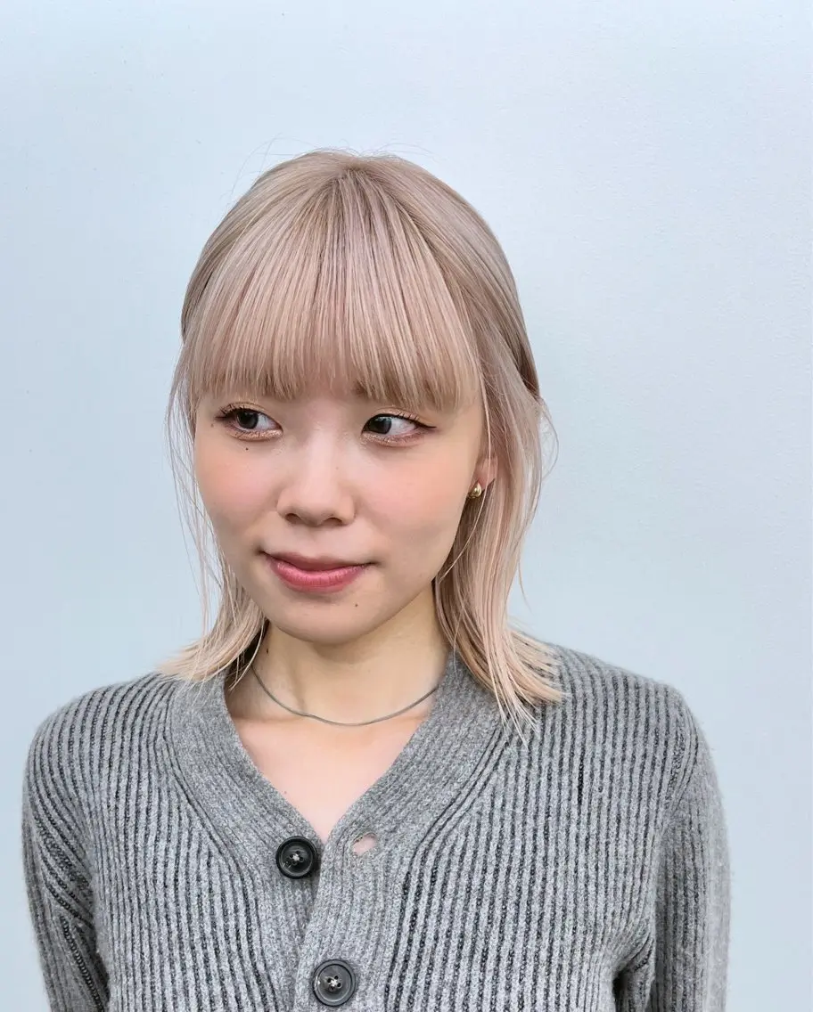 ミディアム カラー ムード造るハイトーン ケアブリーチ/ユウキのヘアスタイル