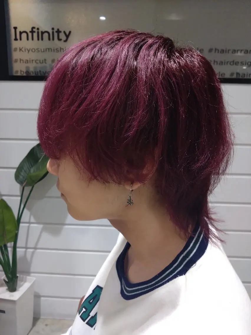 カラー メンズ メンズブリーチ ブリーチ ピンクカラー 中山 樹のヘアスタイル