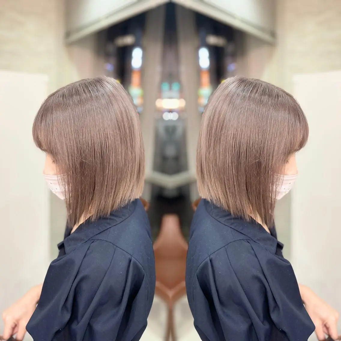 ミディアム カット ヘアカラー トリートメント Y Uのヘアスタイル