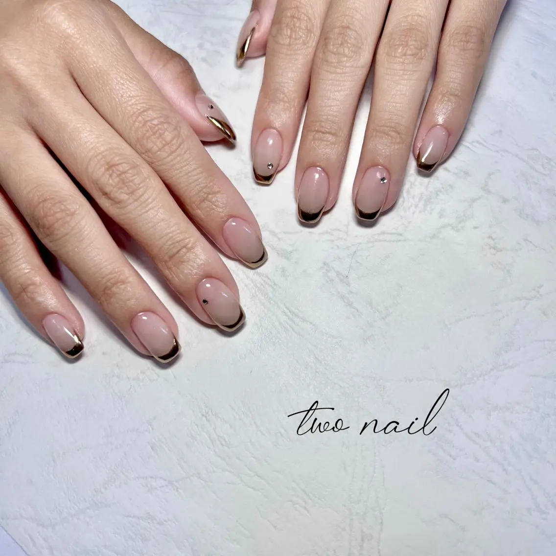 ネイル アートネイル フットネイル ハート ニュアンスネイル ホワイト two nailのネイルデザイン
