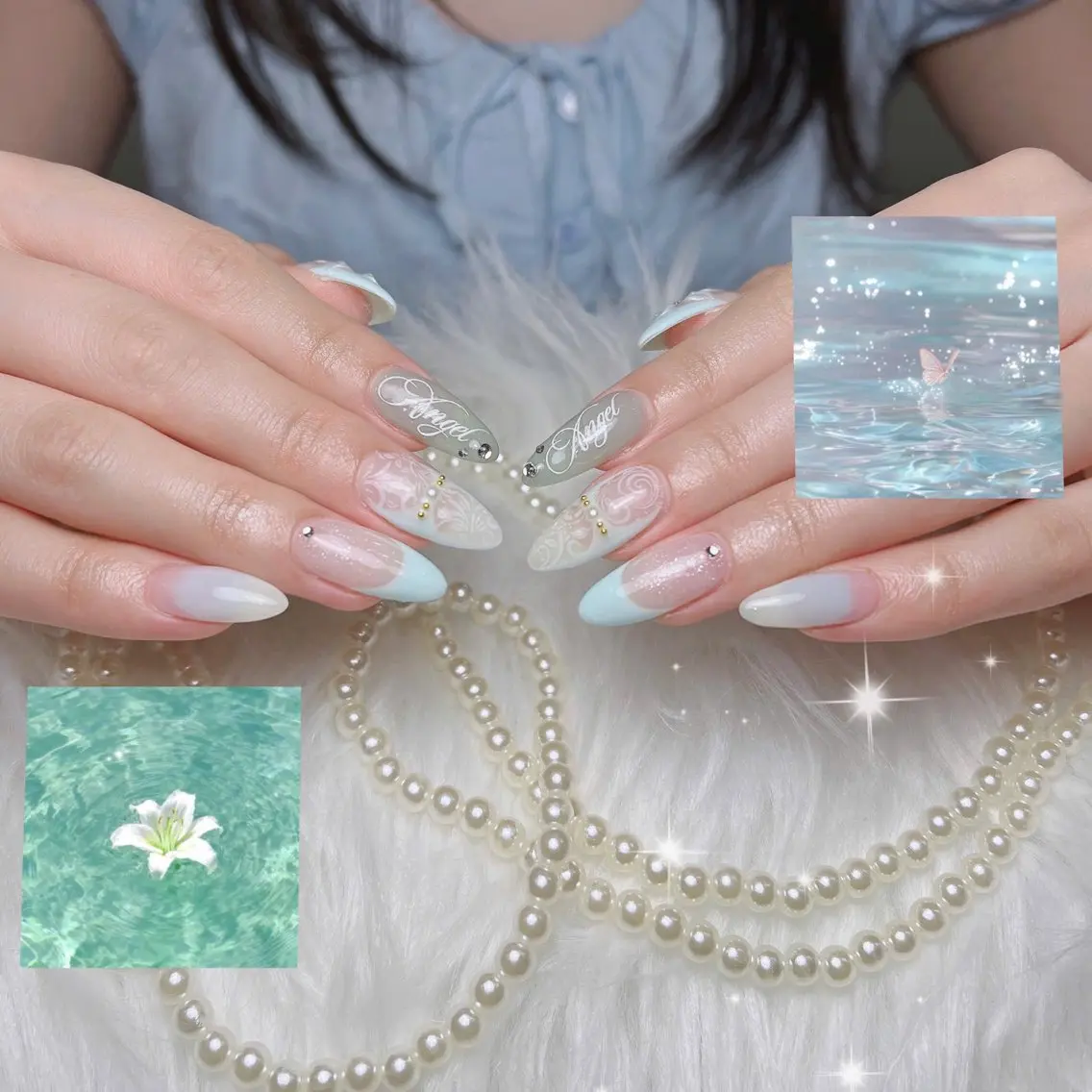 ネイル アートネイル オーロラネイル フレンチネイル ジェルネイル グラデーション Sora nail 長さ出し専門店のネイルデザイン