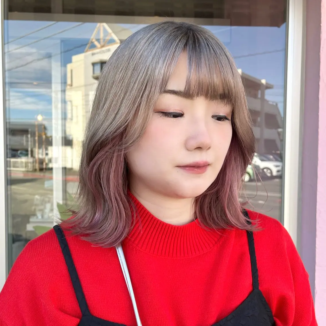 ミディアム カラー ♡ナナコ♡ レイヤー /ブリーチ/艶髪のヘアスタイル