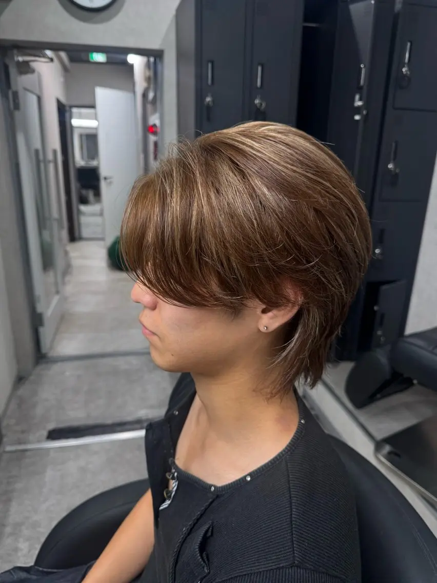 ミディアム ミディアムパーマ ハイライト ✂渋谷メンズ特化 まさとのヘアスタイル