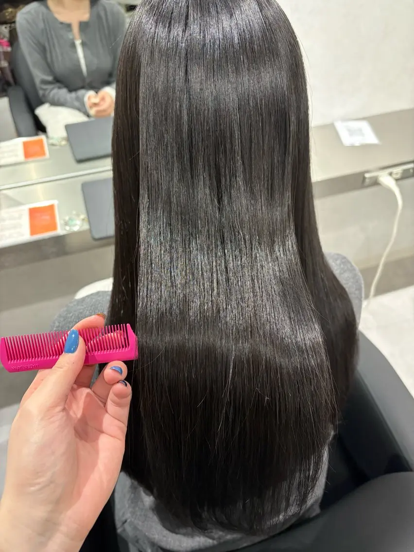 ロング カラー ヘアアレンジ 縮毛矯正 トリートメント 縮毛矯正 トリートメント 透明感カラー/顔周り カット🌸サクラ🌸のヘアスタイル