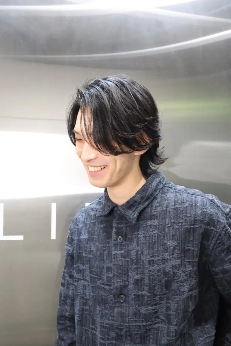ミディアム パーマ メンズ 曲がる縮毛矯正 LIBER 　岩名のヘアスタイル