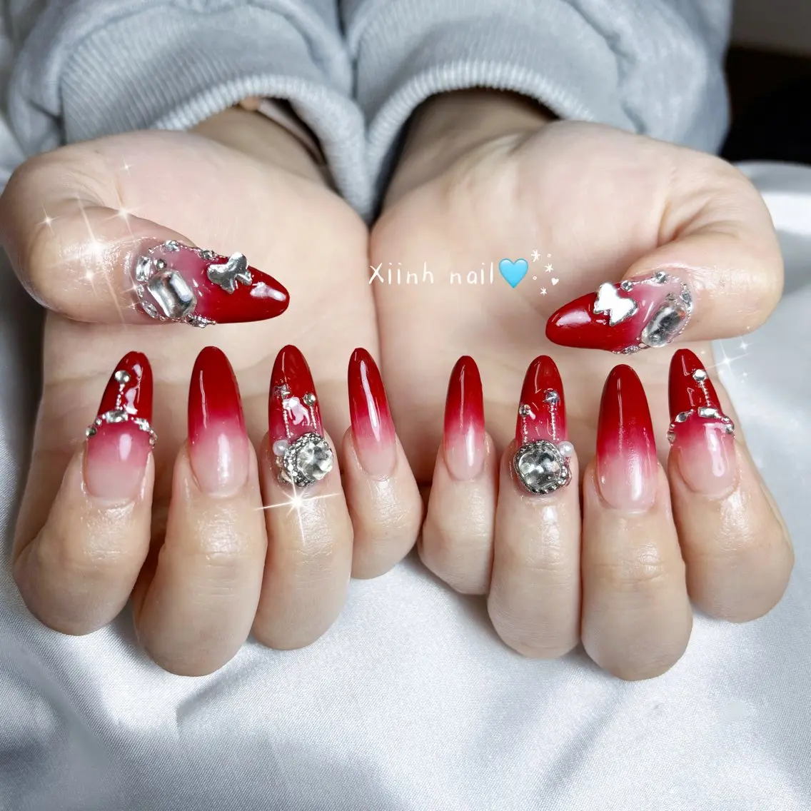 ネイル ブラウン チークネイル 桜ネイル 長さ出し フットネイル ハンドネイル XIINH NAIL SALONのネイルデザイン