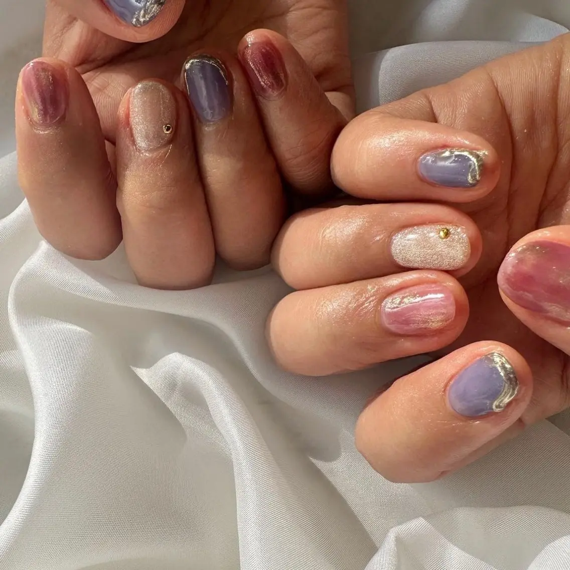 ネイル ブルー クリアネイル 氷ネイル・うるうるネイル 韓国ネイル マグネットネイル 🪞KAPE NAIL 🪞のネイルデザイン