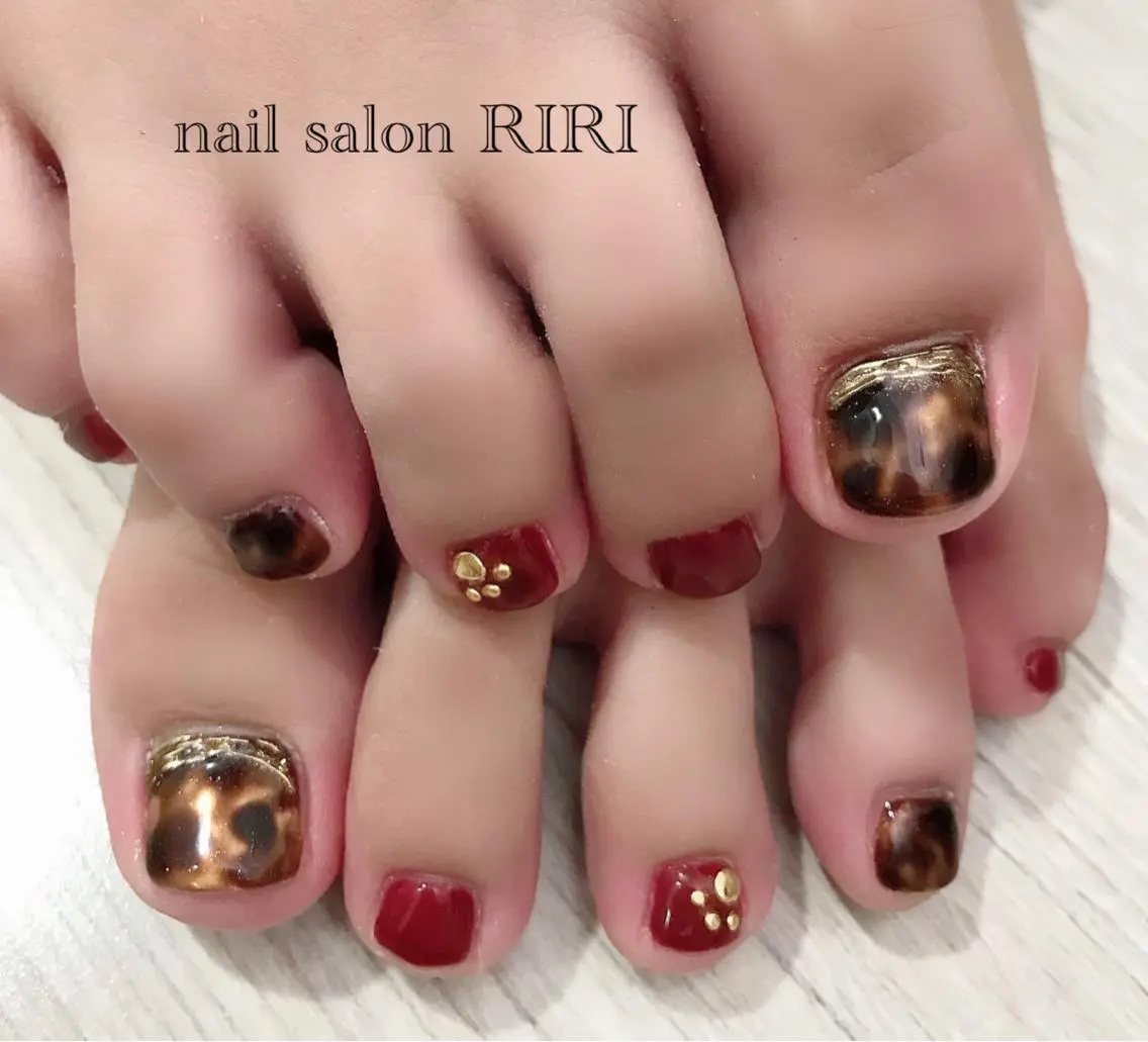 ネイル べっ甲ネイル ボルドー RIRI リリのネイルデザイン
