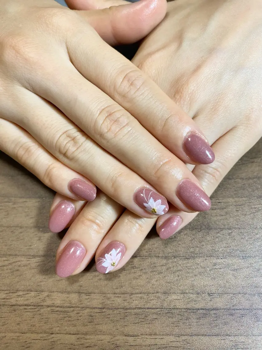 ネイル アートネイル フラワーネイル ワンカラーネイル ハンドネイル Hana_ Rieのネイルデザイン