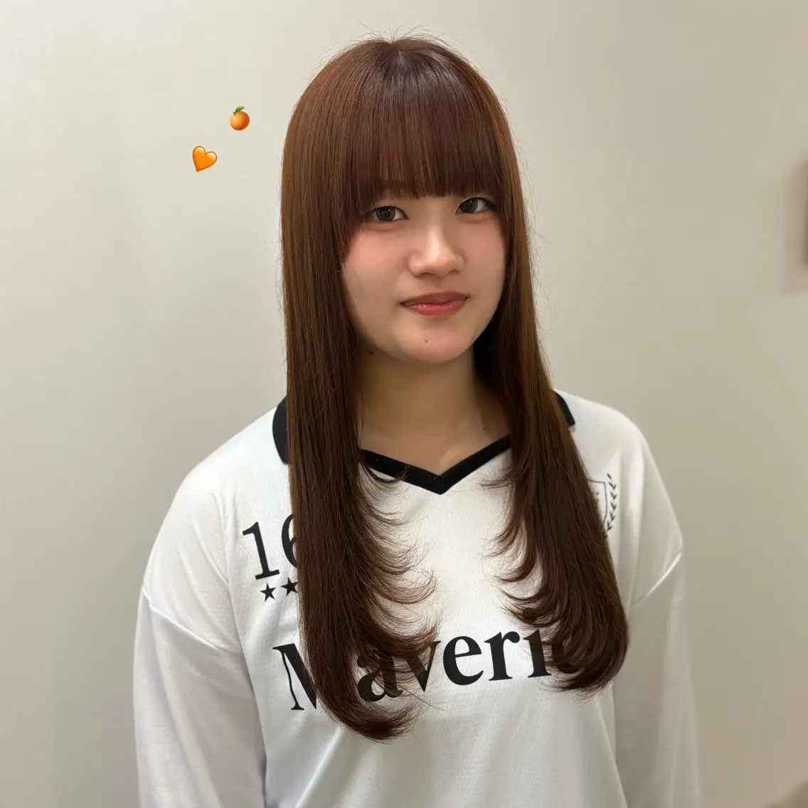 ロング カラー ブラウンカラー オレンジ オレンジブラウン カット ヘアカラー 艶カラー/ レイヤー /髪質改善｜YUIのヘアスタイル