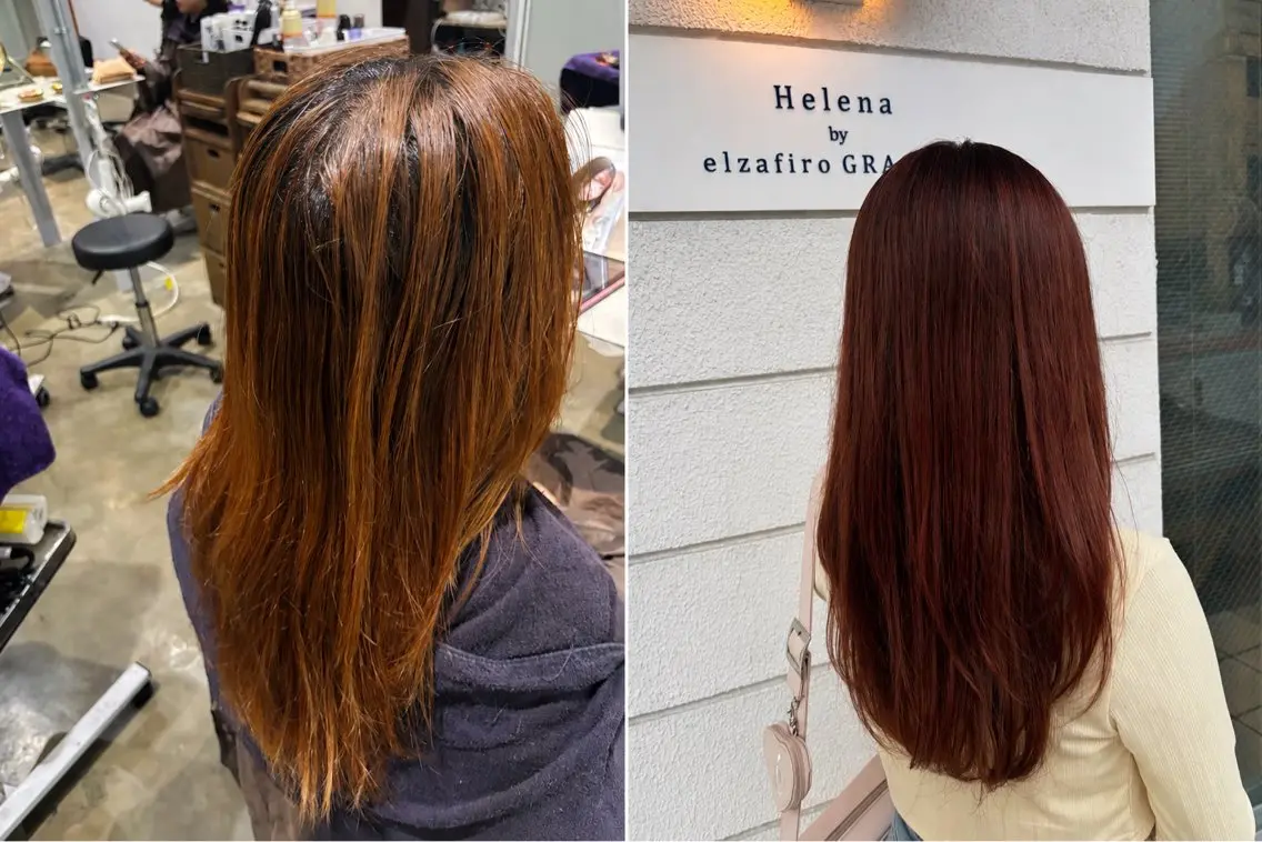 ロング カラー ピンクカラー ヘアカラー トリートメント Helena ゆりあのヘアスタイル