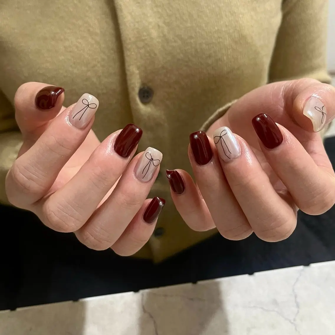 ネイル グリーン ハンドネイル vegh. nail/阿波座のネイルデザイン