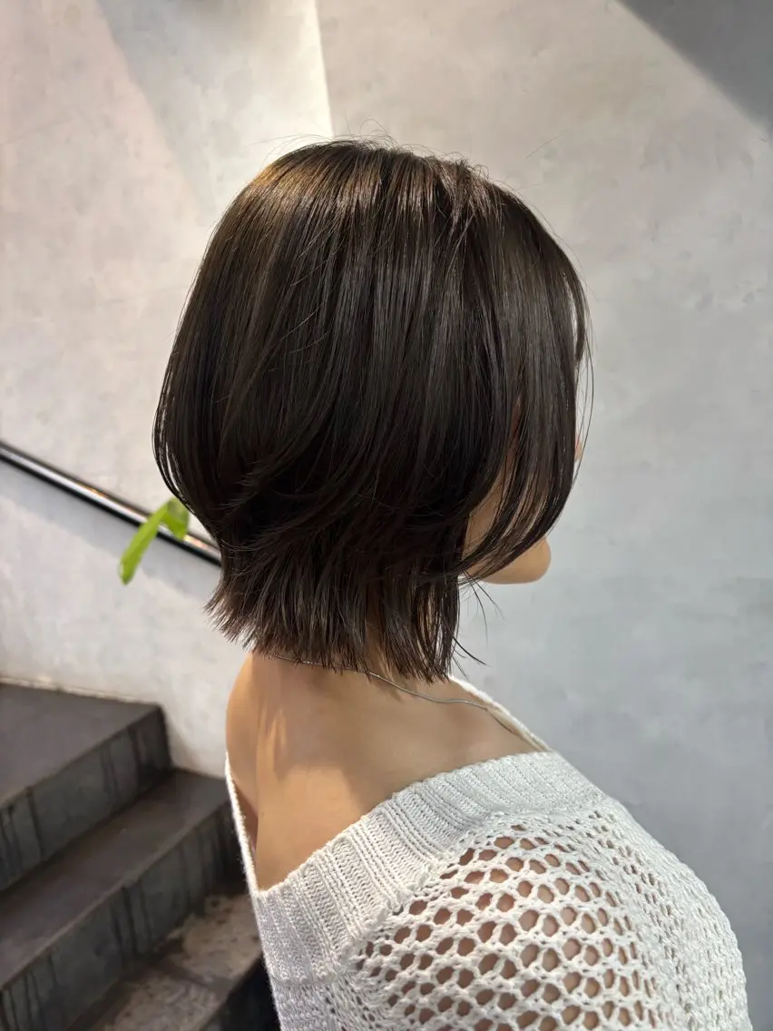 ミディアム ボブレイヤー ボブ レイヤーカット カット ヘアカラー トリートメント Fuu👣ボブ/ボブ ヘア/ベージュカラーのヘアスタイル